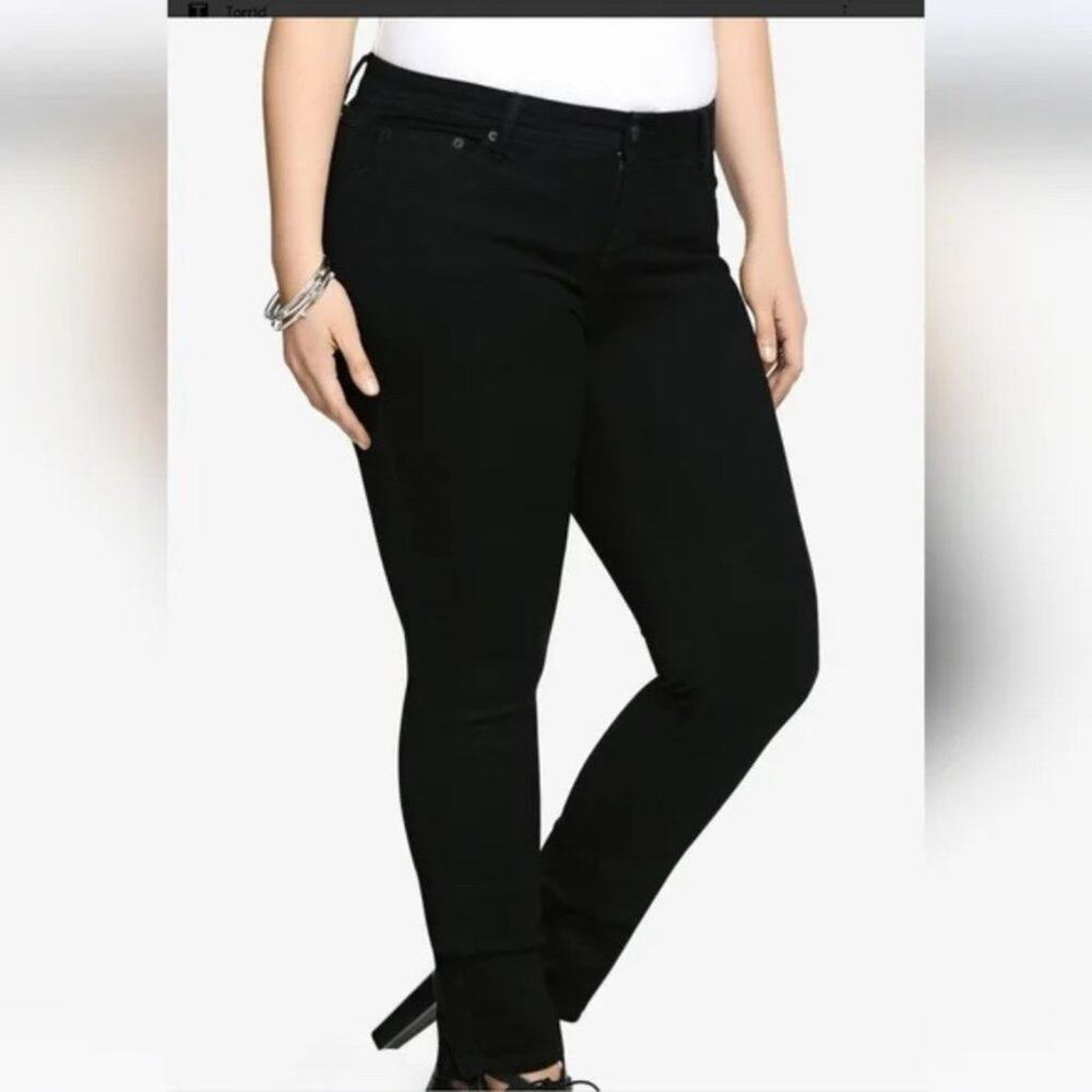 Torrid Jetsetter Pants Womens 16 Tall Black Straight Leg Stretch Pull On Career